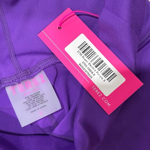 NWT Terez Athletic Leggings Pants Activewear Stretch Electric Purple Size S - Picture 5 of 6